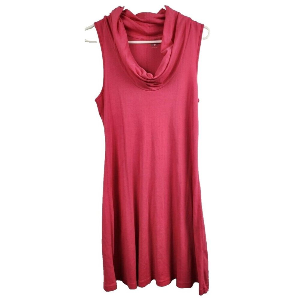 Three Dots Womens A-Line Dress Medium Pink Jersey Cowl Neck Sleeveless Vacation